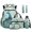 Blue Peacock Floral, variant on Xixirimido Cartoon Cats Books Floral Print 6Pcs Matching School Supplies Set - Backpack Lunch Bag Pencil Case Water Bottle Sleeve Keychin Bookmark, Multi Pocket Kids Teens Bookbag