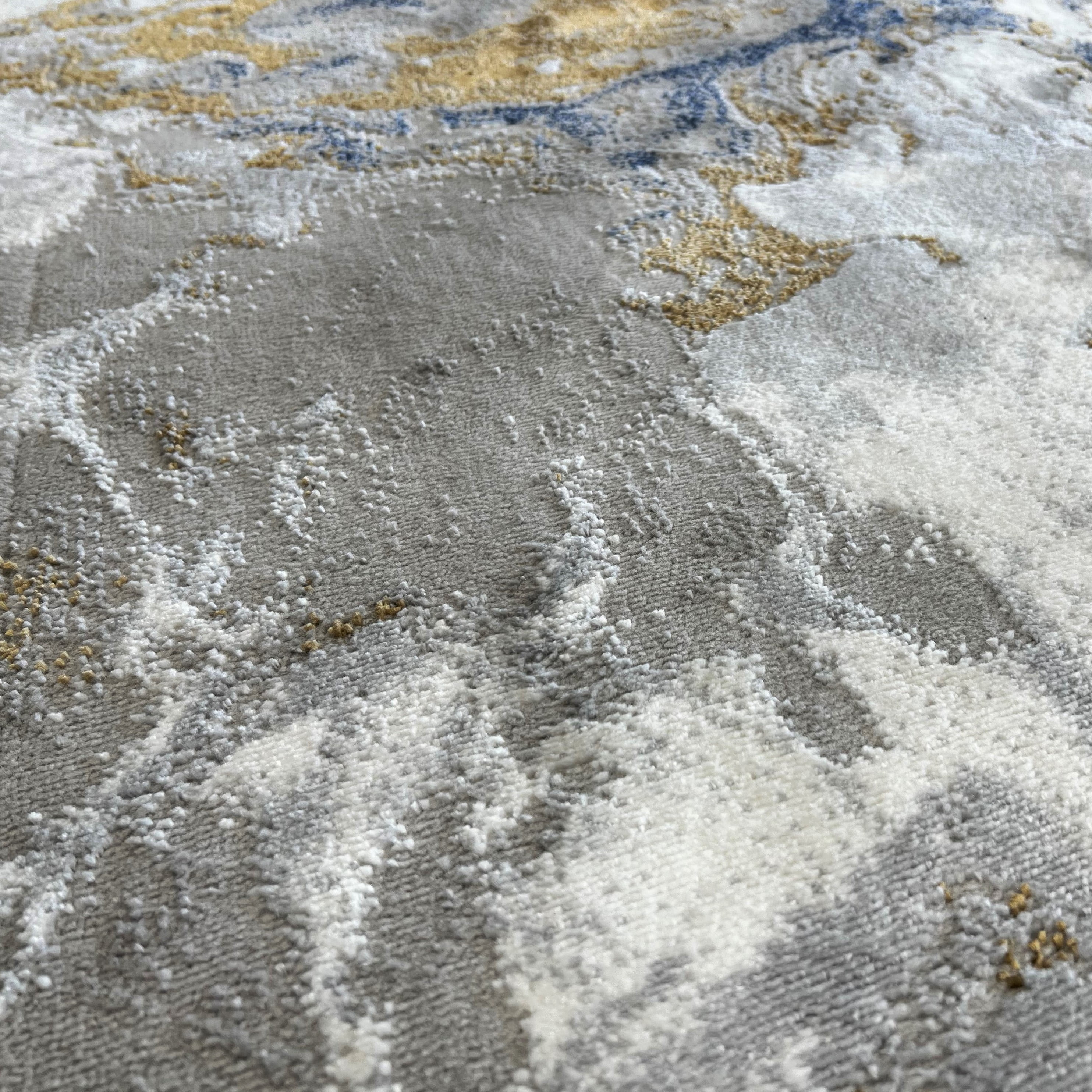 Luxe Weavers Marble Swirl Collection Blue Abstract 4x5 Area Rug Gold