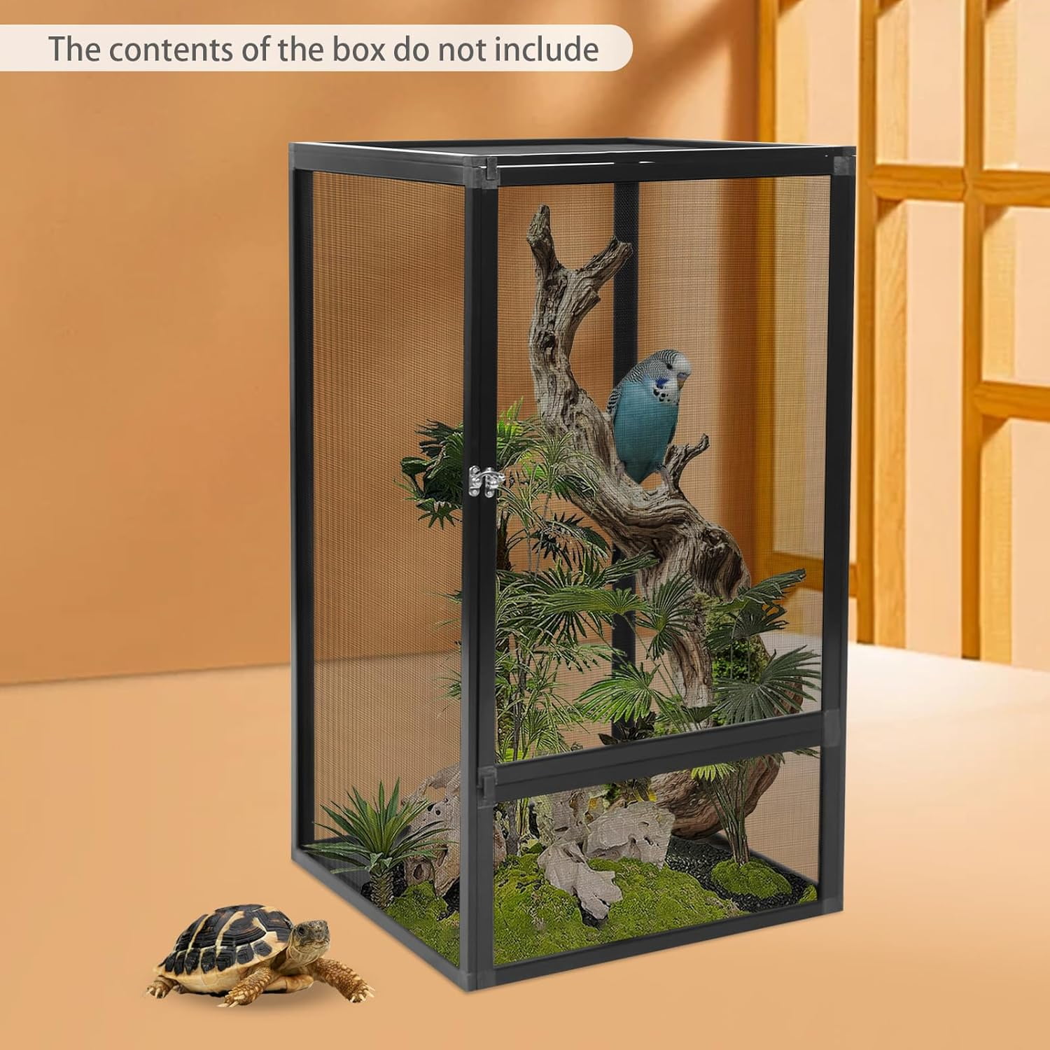 Miumaeov Reptile Tall Glass Terrarium,Small Rainforest Habitat Reptile Terrariums Tank for Geckos, Snakes, Lizards, Chameleons,Superior Ventilation, Easy Feeding