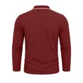 thumbnail image 6 of Zivyakyro Long Sleeve Polo T Shirts for Men Button Fall Casual Collared Textured Loose Breathable Jacquard Shirt Red 3XL, 6 of 7
