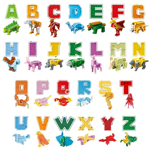 Letter Transforming Animal Toy Set - Interactive toys for learning letters and animal knowledge, featuring various transformable dinosaur and animal models, uniquely designed and full of fun