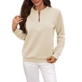 thumbnail image 2 of Warop Womans Mock Neck Pullover, Half Zip Long Sleeve Solid Top, Relaxed Fit Casual Sweater for Daily Lounge Outing, 2 of 9
