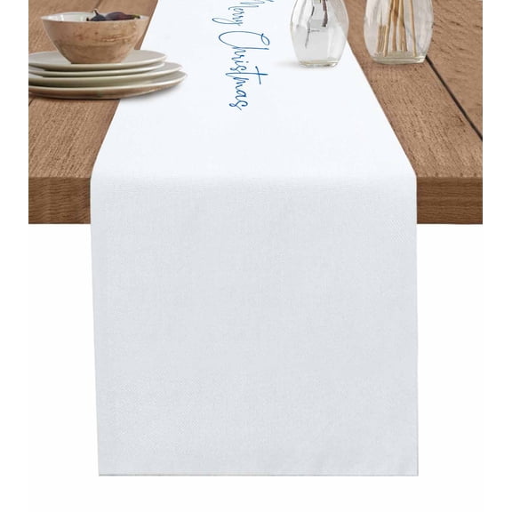 Ldtrchee Blue Tree Christmas Table Runner 60 Inches, Snowflake Watercolor Xmas Bed Runner Dresser Scarves Tabletop for Indoor Outdoor Parties/Ceremony/Banquet, 13" x 60"