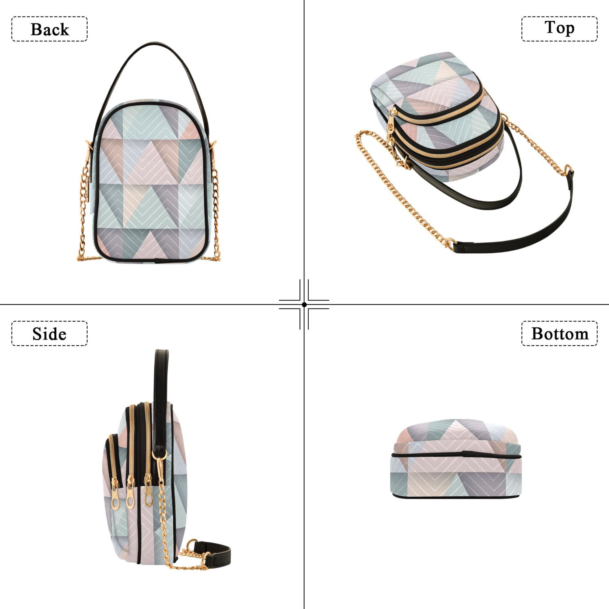 FORMRS Crossbody Bag for Women Quilted Travel Shoulder Cell Phone Purse with Chain Strap Handbag, Green Geometric