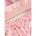 thumbnail image 6 of Suealasg Toddler Baby Girl Christmas Outfits 6M 1T 2T 3T 4T Long Sleeve Letter Print Sweatshirt Candy Cane Print Flare Pants Set 2Pcs Little Girl Christmas Clothes, 6 of 8