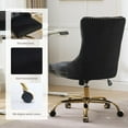thumbnail image 4 of WGYPRIME Velvet Office Desk Chair, Modern Vanity Chair with Wheels and Gold Base, Tufted Back, Height Adjustable Task Chair for Bedroom, Study, or Makeup Table, Black, 4 of 13
