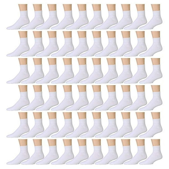 180 Pairs Case of Womens Ankle Socks, Wholesale Bulk Pack Athletic Sports Sock, by excell (White)