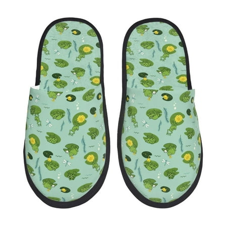 Balery Froggs In The Lake Slient Indoor Furry Fleece Comfort House Shoes Soft Non-Slip Home Shoes Cotton slippers House Slippers-- Medium