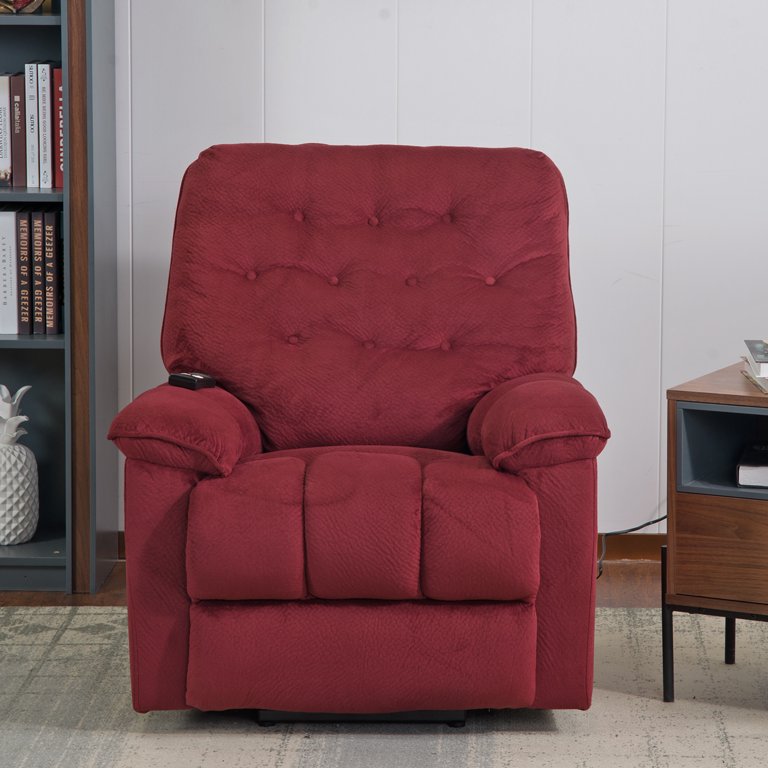 Fabric Lift Chair, Velvet Overstuffed Power Lift Recliner with