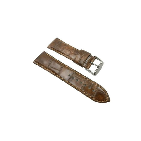 - Genuine Italian Leather Brown Large Alligator Grain 20mm Watch Strap