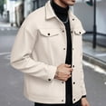 thumbnail image 2 of dGslk Men Casual Button Down Jacket Long Sleeve Lightweight Outerwear Classic Fit Collared Coat for Everyday Wear Work Travel Beige L, 2 of 2