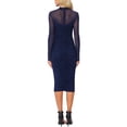thumbnail image 3 of Vestido de Malla Inspire Chic para Mujer con Cuello Alto, Manga Larga, Vestido de Cóctel Bodycon XL Azul Marino, 3 of 6