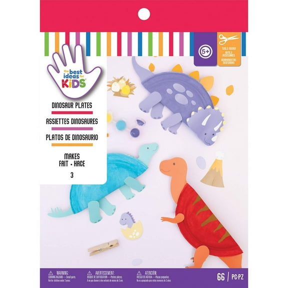 American Crafts Best Ideas For Kids Craft Kit-Plate Dinosaurs, Makes 3