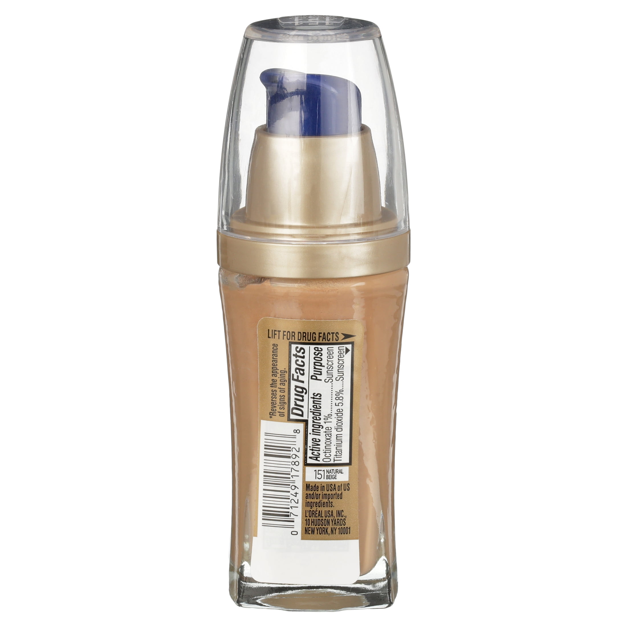L'Oreal Paris Visible Lift Serum Foundation Makeup, 151 Natural Beige, 1 fl oz