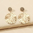 thumbnail image 3 of Fashion Round Hollow Oversized Statement High End Printed Dangle Earrings, 3 of 3