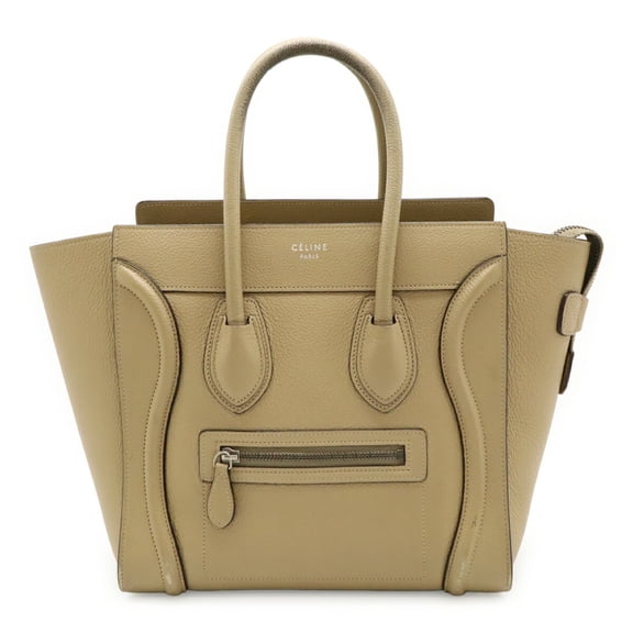 Pre-Owned CELINE Luggage Micro Shopper Tote Bag Handbag Leather Beige 189793