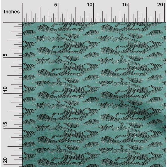 oneOone Viscose Chiffon Dusty Teal Green Fabric Snake Animal Skin Sewing Material Print Fabric By The Yard 42 Inch Wide