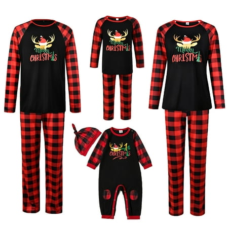 

Sunisery Christmas Family Matching Pajamas Set Reindeer Sleepwear for Adult Kids Outfits Set