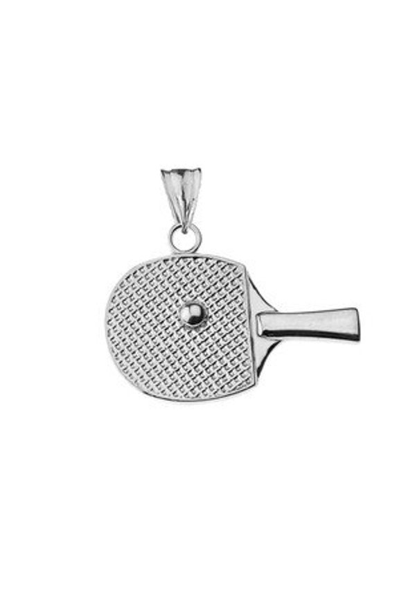 TABLE TENNIS RACKET PENDANT NECKLACE IN WHITE GOLD :  14K  Pendant with 18" chain