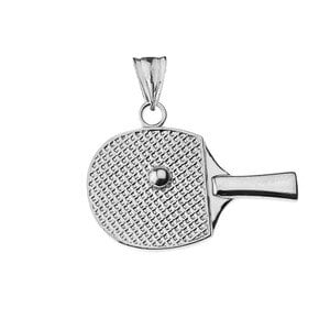 TABLE TENNIS RACKET PENDANT NECKLACE IN WHITE GOLD : 10K Pendant with 18" chain