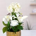 thumbnail image 2 of Faux Plant, Lilies and Rose in Golden Ceramic Planter, White, 2 of 5