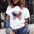 thumbnail image 4 of ICHUANYI Clearance Women's Fashion Independence Day Print Female Round Neck Loose T-shirt(White, M) ICHUANYI WER2023081007225, 4 of 9
