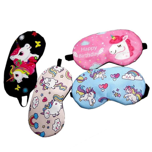 4pcs Unicorn Sleep Mask Cover Lightweight Blindfold Eye Mask for Men Women Kids (Black + Rose Red + Light Pink + Light Blue)
