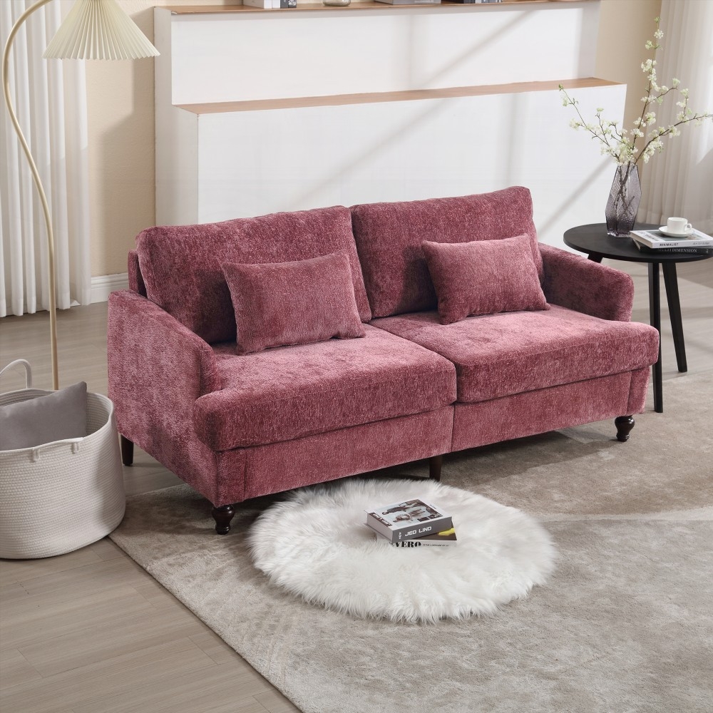 Chenille Fabric Loveseat Sofa - Sturdy & Breathable, 2-Seat for Living Room