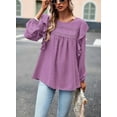thumbnail image 5 of PRETTYGARDEN Women's Long Sleeve Blouses Ruffle Swiss Dot Crochet Loose Fit Spring Fall Tunic Dressy Casual Tops, 5 of 10