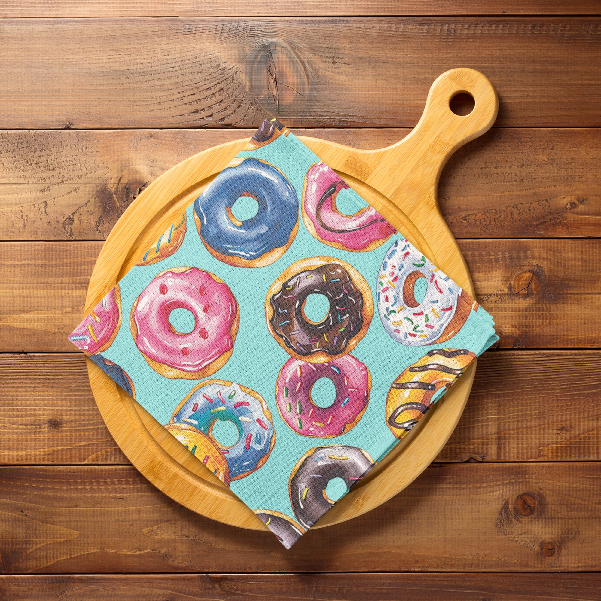 1 Yard 100% Cotton Donuts, Aqua, 44" Wide for Quilting & Sewing by David Textiles