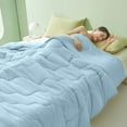 thumbnail image 4 of Qocolhg Quilt for Twin Bed Washable - Cooling Blankets for Hot Sleepers, Skin-friendly Solid Color Washed Cotton Summer Quilt, Oversized Bedding Soft Coverlet Quilts Twin Size, 59x79 inch Sky Blue, 4 of 6
