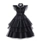 thumbnail image 1 of Vestido negro fruncido para baile de graduación para adolescentes y niñas, traje de Cosplay para niños grandes, disfraz familiar de Halloween Addams, Túnica gótica, 1 of 3