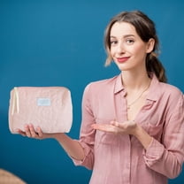 Pink Makeup Bag for Women,Pink Cosmetic Bag Toiletry Organizer Bag,Large Capacity Soft Makeup Bag,Soft Travel Cosmetic Bag Makeup Pouch Bag for Teens,Women and Girls