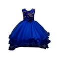 thumbnail image 2 of NAISIBABY Girls Princess Dress, Sleeveless Floral Bow Sequin Mesh Wedding Birthday Pageant Dress Prom Maxi Dress Blue 4T, 2 of 7
