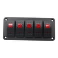 thumbnail image 1 of Panel de interruptor de 12V y 24V, protección contra sobrecorriente precableada, doble LED rojo, multiusos, 5 entradas para camiones, Macarena Panel de interruptores de palanca, 1 of 8