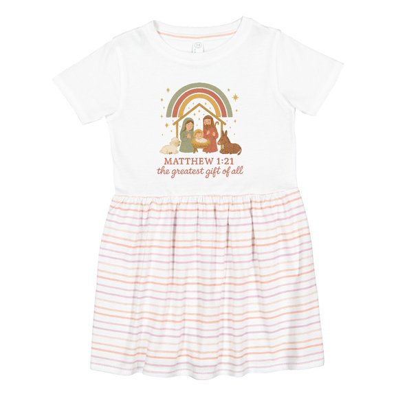Inktastic Matthew 1:21 Nativity Scene the Greatest of All Girls Toddler Dress