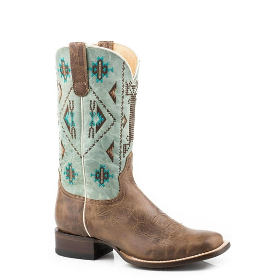 Women's Roper Out West Leather Boots Handcrafted Brown