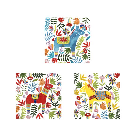 Great Art Now Festive Otomi by Grace Popp 3 Piece Print Art Set Each 12W x 12H