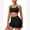 Black, variant on 2 Piece Seamless Workout Sets for Women Scoop Neck Strappy Sports Bra Scrunch Butt Lifting Gym Impact Shorts Mint Green