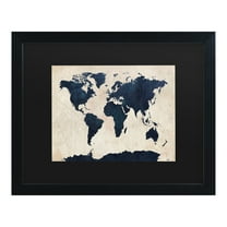 Trademark Fine Art 'World Map -Navy' Canvas Art by Michael Tompsett