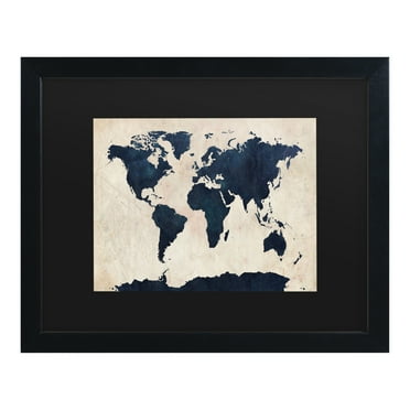 Trademark Fine Art 'World Map -Navy' Canvas Art by Michael Tompsett
