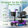 thumbnail image 3 of Arshin Improve 4 Wheel Mobility Scooter for Seniors,Foldable Powered Mobile Wheelchair for Adult 300lbs,Purple, 3 of 14