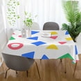 thumbnail image 3 of Yayeee Tablecloths 60" x 60" Rectangle Wrinkle Resistant Party Table Cover, Blue Retro Triangles, 3 of 8
