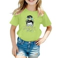 thumbnail image 2 of Girls Casual T-Shirt Cute Graphic Print Round Neck Short Sleeve Tee Summer Casual Toddler Boy Shirts,Size 5 Years-6 Years, 2 of 3