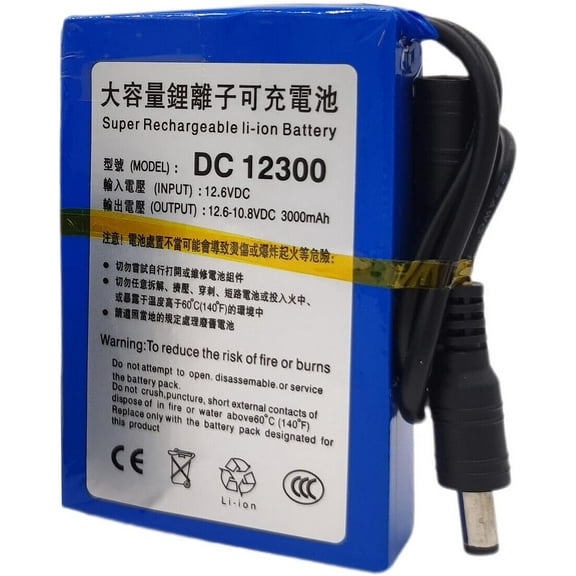12V Battery Rechargeable Pack with Charger Battery DC12300 3000mAh for Powering The System Devices Like Bluetooth CCTV Camera Led Light Strip and More,Backup