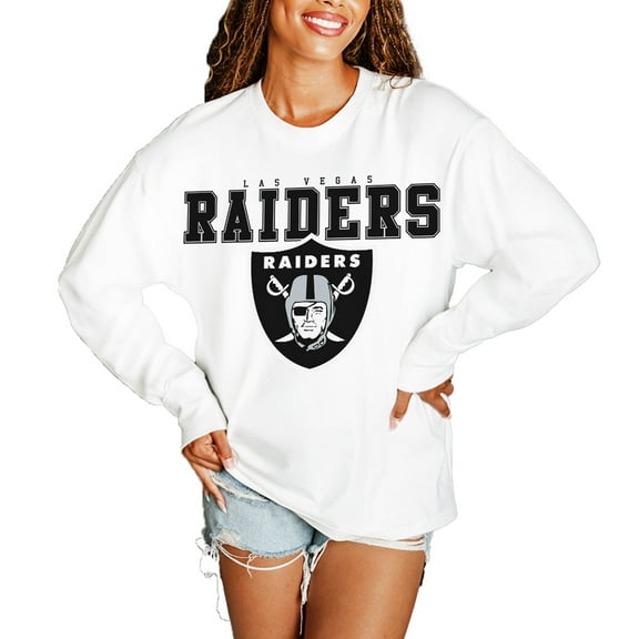 Women's Gameday Couture  White Las Vegas Raiders Big Goals Oversized Long Sleeve T-Shirt