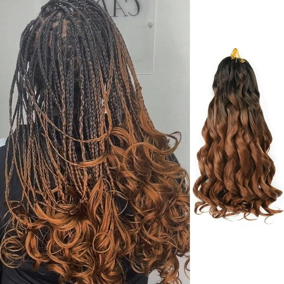 SHILIU-Short French Curl Braiding Hair 14 Inch 6 Pack Brown French Curls Braiding Hair Bouncy Loose Wavy Spanish Curly Braiding Hair Synthetic French Curl Crochet Braids B29#(50g/pack)