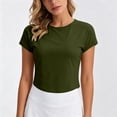 thumbnail image 2 of HONHUZH Workout Tops for Women Open Back Casual Short Sleeve Workout Shirts Y2k Crop Athletic Gym Yoga Running Tees, 2 of 7