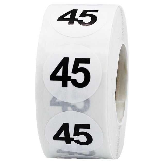 Autocollants Circle Dot Numéro 45 0.75 Pouces Pouce Rond Lot de 500