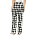 thumbnail image 3 of Kll Womens Houndstooth Black And White Print Pajama Pants Soft Pajama Bottoms For Women Cozy Lounge Pants, 3 of 9